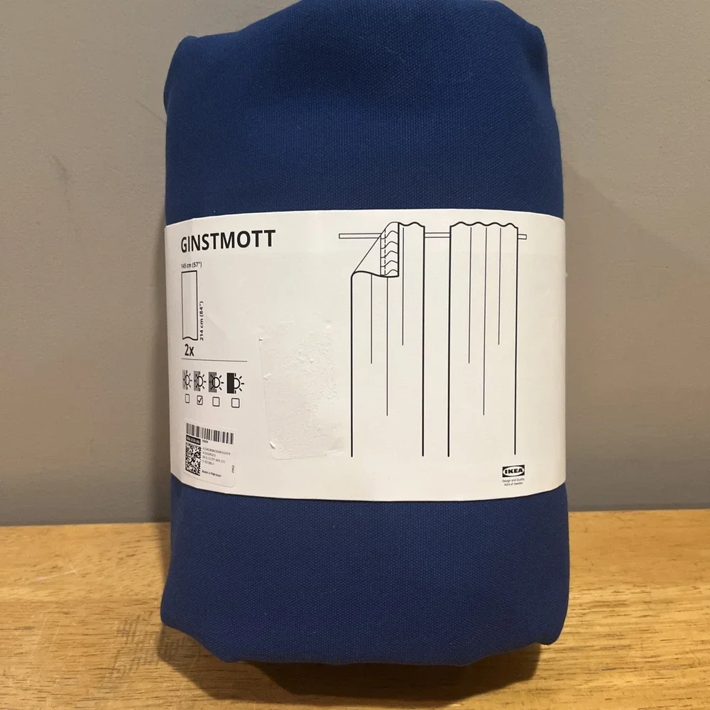 IKEA GINSTMOTT Light Filtering Curtains Dark Blue 57x84